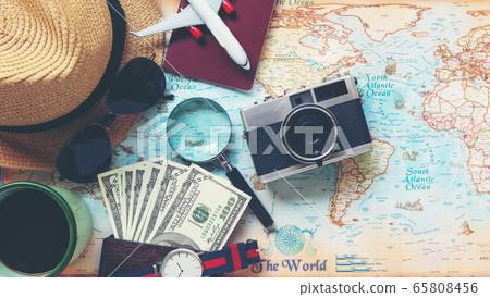 Traveler accessories and items tourism man 65808456