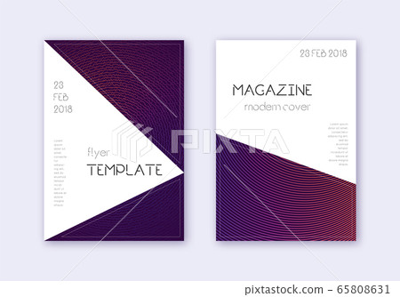 Triangle cover design template set. Violet abstrac 65808631