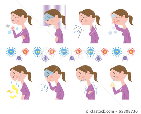 Female unwell facial expression set - Stock Illustration [65808730] - PIXTA