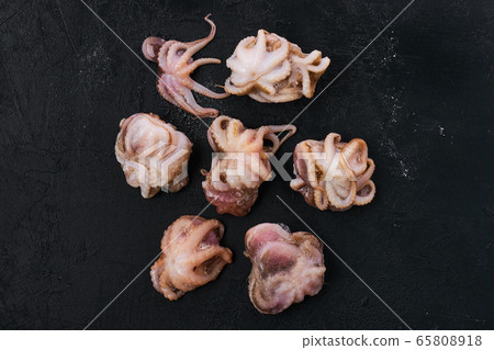 Small frozen octopus on black background 65808918