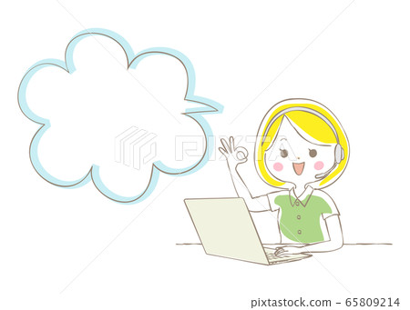 A woman doing telework on a laptop computer A woman doing telework on a laptop computer 65809214