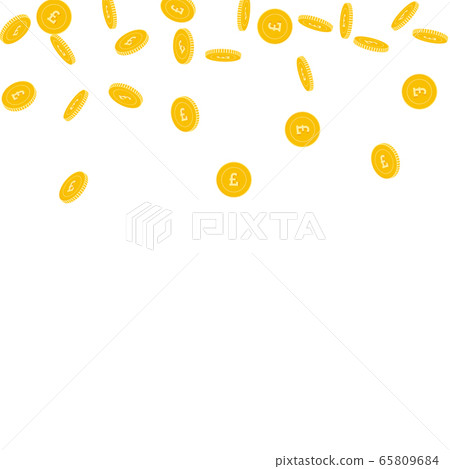 British pound coins falling. Scattered sparse GBP  65809684