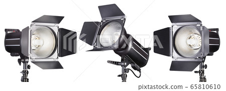 Set of photography studio flash isolated on white Set of photography studio flash isolated on white 65810610