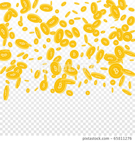 Bitcoin, internet currency coins falling. Scattere 65811276