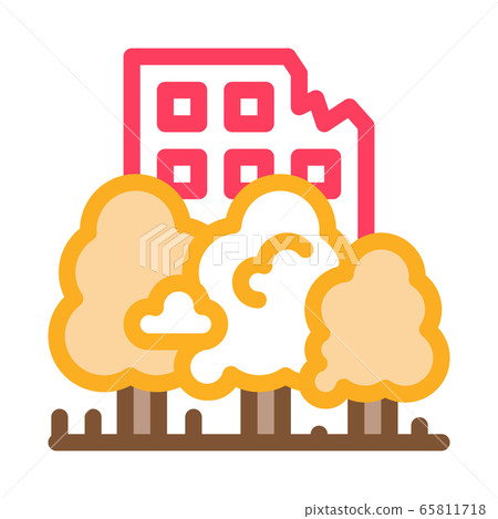 forest ruined house background icon vector outline illustration 65811718