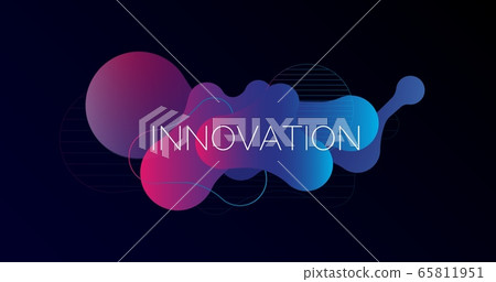 Vector illustration with word INNOVATION and gradient geometric shapes on black background 65811951