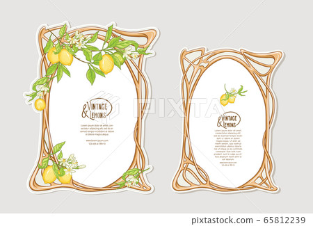 Set of frames in art nouveau style with lemon Set of frames in art nouveau style with lemon 65812239