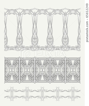 Set of Seamless borders. Outline vector illustration 65812249