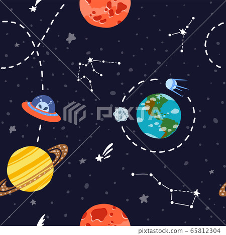 Planet pattern with constellations and stars. - Stock Illustration ...