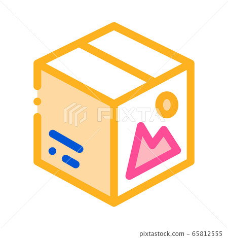 color paper box icon vector outline illustration 65812555