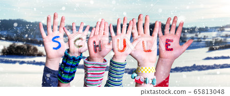 Children Hands Building Word Schule Means School, 65813048