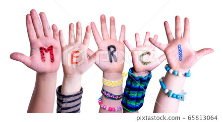 Children Hands Building Word Merci Means Thank 65813064