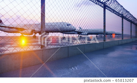 Commercial aircraft at the airport are waiting for departure. 3D Rendering. 65813207