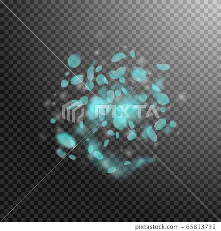 Turquoise flower petals falling down. Breathtaking 65813731