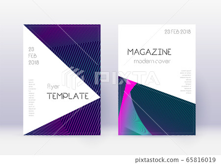 Triangle cover design template set. Neon abstract  65816019
