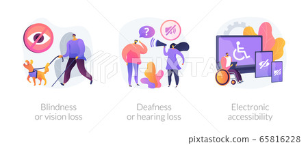 Communication technology for disabled people abstract concept vector illustrations. Communication technology for disabled people abstract concept vector illustrations. 65816228