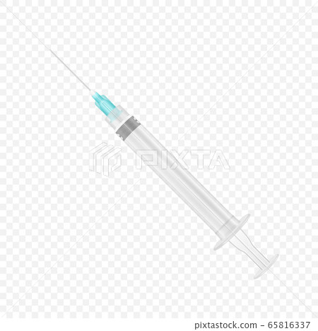 Vector 3d Realistic Blank Empty Syringe Icon Closeup Isolated on Transparent Backgound. Medical concept, Design Template, Mockup, Vaccine and Vaccination 65816337