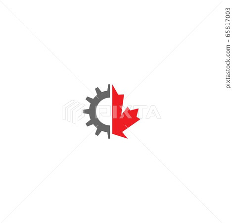 Combination of gear and maple leaf logo icon 65817003