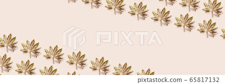 Beautiful Leaf painted in golden and copper metallic paint 65817132