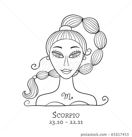 Illustration of Scorpio zodiac sign. Element of Stock