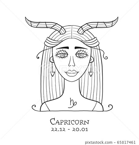 Illustration of Capricorn zodiac sign. Element... - Stock Illustration ...