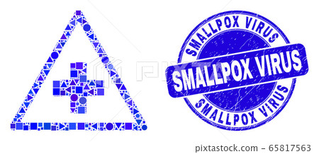 Blue Grunge Smallpox Virus Stamp and Medical Warning Triangle Mosaic Blue Grunge Smallpox Virus Stamp and Medical Warning Triangle Mosaic 65817563