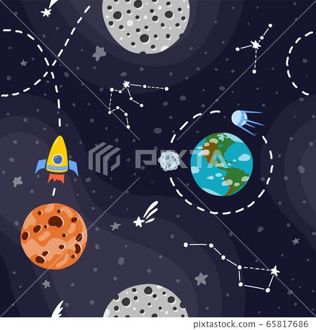 Planet pattern with constellations and stars. Planet pattern with constellations and stars. 65817686