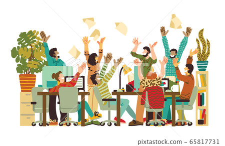 Different happy people in office on white Different happy people in office on white 65817731