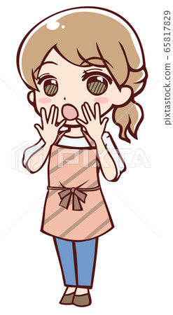 動漫風格的圍裙的驚訝的女人 65817829