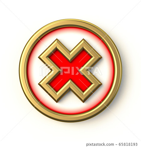 Golden red circle check mark 3D 65818193
