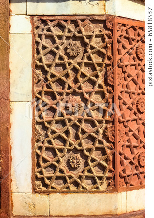 beautifully carving design on red sandstone of Buland Darwaza at Fatehpur Sikri Agra, 65818537