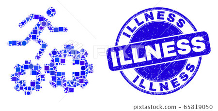 Blue Distress Illness Seal and Patient Run Over Gears Mosaic 65819050