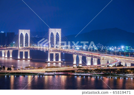 Bridge in Macau view at night Bridge in Macau view at night 65819471