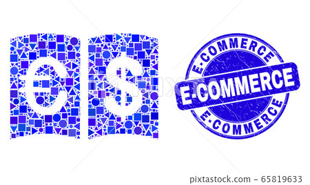 Blue Scratched E-Commerce Stamp Seal and Currency Handbook Mosaic Blue Scratched E-Commerce Stamp Seal and Currency Handbook Mosaic 65819633