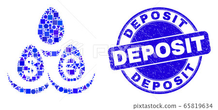 Blue Scratched Deposit Seal and Currency Deposit Eggs Mosaic Blue Scratched Deposit Seal and Currency Deposit Eggs Mosaic 65819634