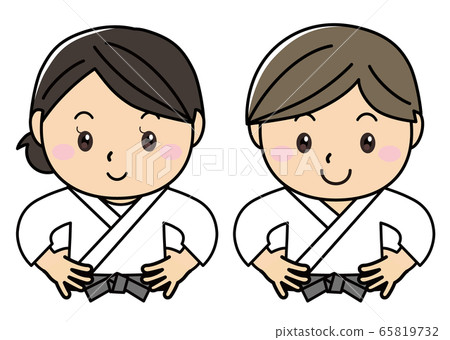 男女01_02(一對男女笑著參加體育運動,武術,柔道,空手道,合氣道和運動) 男女01_02(一對男女笑著參加體育運動,武術,柔道,空手道,合氣道和運動) 65819732