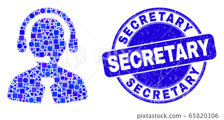 Blue Scratched Secretary Stamp Seal and Call Center Manager Mosaic 65820106