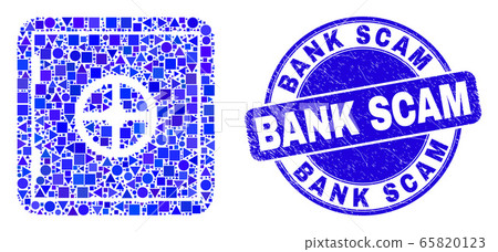 Blue Distress Bank Scam Seal and Banking Safe Mosaic 65820123
