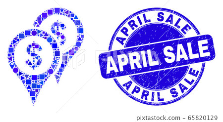 Blue Grunge April Sale Stamp Seal and Bank Map Markers Mosaic Blue Grunge April Sale Stamp Seal and Bank Map Markers Mosaic 65820129