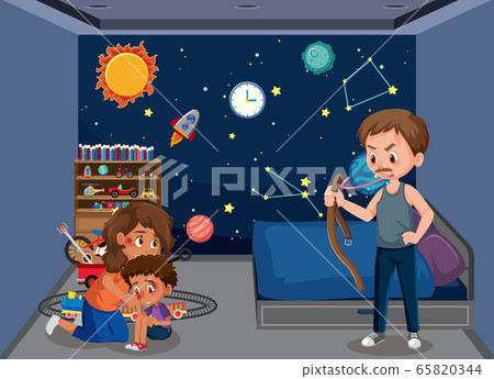 Scene with parents bullying their family at home Scene with parents bullying their family at home 65820344