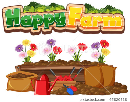 Font design for happy farm on white background Font design for happy farm on white background 65820518