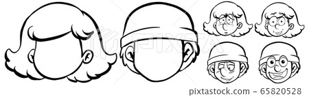 Human faces with different facial expressions 65820528