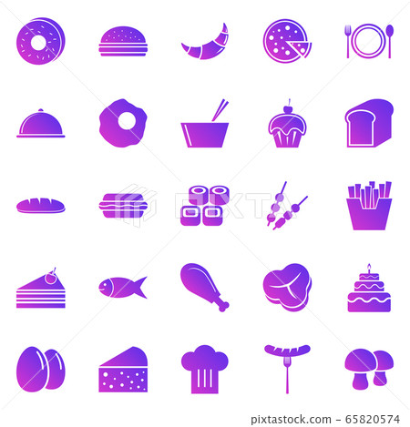 Food gradient icons on white background Food gradient icons on white background 65820574