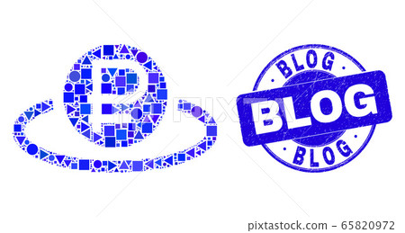 Blue Grunge Blog Stamp and Rouble Area Mosaic 65820972