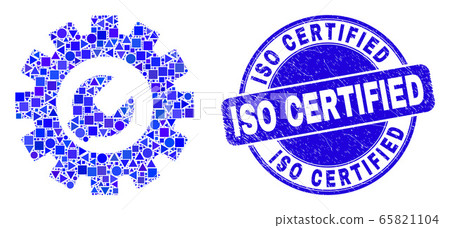 Blue Distress ISO Certified Seal and Setup... - Stock Illustration ...