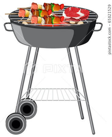 Food on barbecue grill on white background Food on barbecue grill on white background 65821529