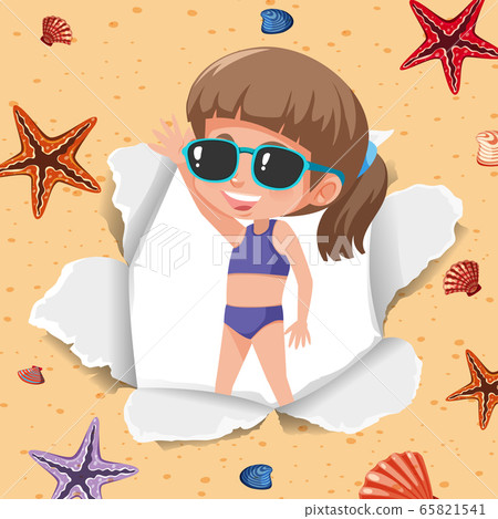 Background template design with happy girl on the Background template design with happy girl on the 65821541