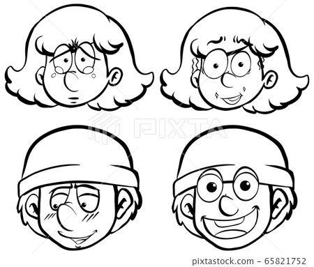 Human faces with different facial expressions 65821752