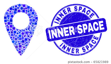 Blue Scratched Inner Space Stamp Seal and Map Pointer Mosaic Blue Scratched Inner Space Stamp Seal and Map Pointer Mosaic 65821989