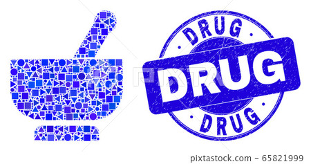 Blue Grunge Drug Stamp and Mortar Mosaic Blue Grunge Drug Stamp and Mortar Mosaic 65821999